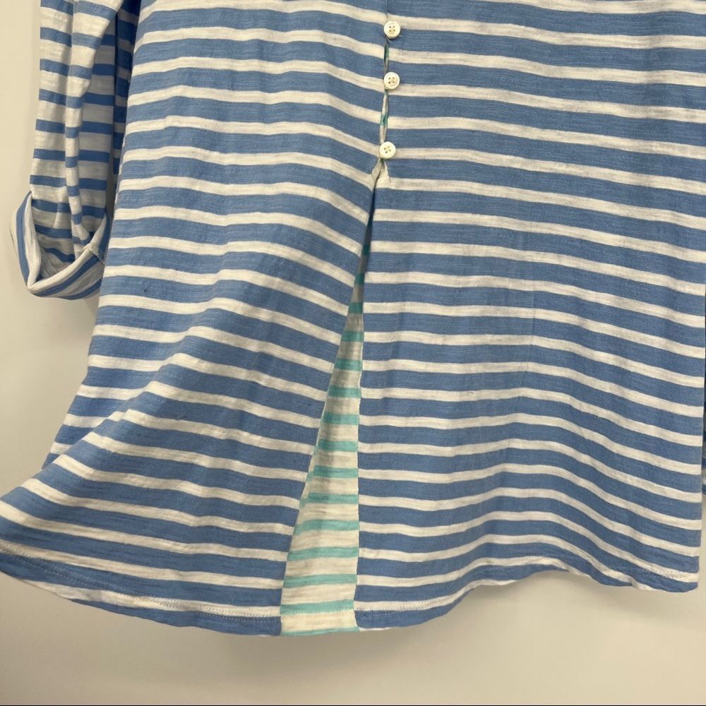J. Jill Striped Multicolor Split Back Button Quar… - image 5